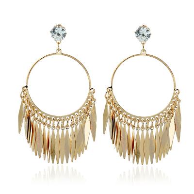 China European Popular Round Earring Designs Accessories Handmade Leaf Tassel Earrings Stud Earrings for sale