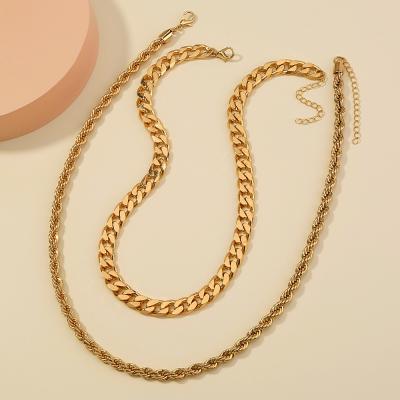 China FASHIONABLE Made In China Fashion Jewelry 2021Dainty Gold Necklace Women Double Necklace for sale