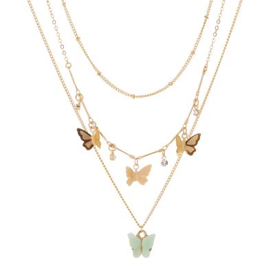 China Diamond Choker Necklace Fashion Simple FASHIONABLE Cross Necklace Gold Butterfly Pendant Necklace for sale