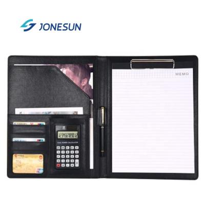 China A4 eco-friendly/durable art PU leather document case bag folder padfolio folder organizer with calculator clipboard for sale