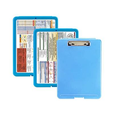 China PP A4 A5 Storage Folding Clip Board Plastic Aluminum Collapsible Caregiver Clipboard With Editing Notepad Medical Sticker for sale