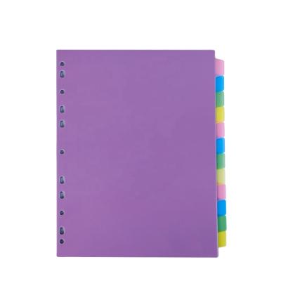 China 11 Holes PP Plastic Folder Pages Index Tabs Binder Dividers For Office Supplies for sale