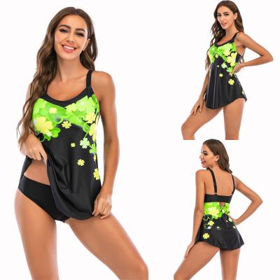 China 2021 Dropshipping Suppliers Breathable Tankini Simple Two Piece Pants Set Plus Size 4XL Large Swimwear Swimwear Beach Wear for sale