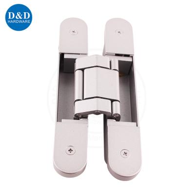 China Modern Soft Closing Sliver Heavy Duty 180 Degree Adjustable Hidden 3D Hinge For Hotel Door for sale