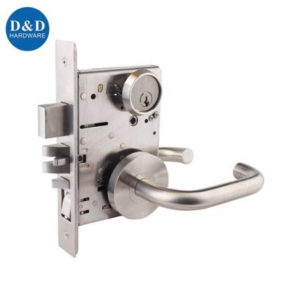 China Wooden door or American steel door din 18250 hotel mortise lock body and ANSI standard mortise lock set for sale