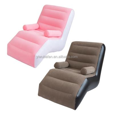 China Bafan Brand Foldable Luxury S Shaped Flocking Inflatable Air Lounger Blow Up Couch Sofa Bed for sale