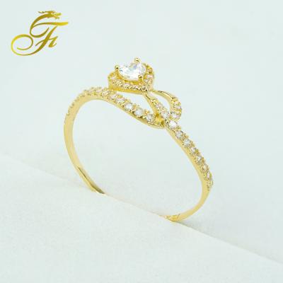 China Best Selling Classics Romantic Design Fine Sterling Stone 18K Solid Gold Zircon Party Ring Gold Jewelry Women Gift Eternity Rings for sale