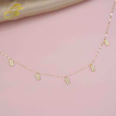 China Fashion Exquisite Ladies Fashion Accessories Jewelry 14K Gold Plated Simple Charm 18K Gold Necklace Clavicle Chain Choker for sale