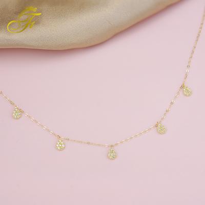 China Fashion Focus on R&D Solid Gold Jewelry Making Drop Shaped Chokers 14K/18K/21K Gold Pendant Necklace for sale