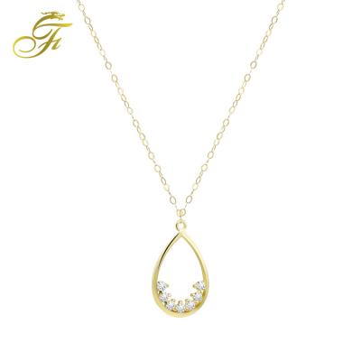 China Fashion Europe and the USA best-selling simple jewelry gold plated PVD charm drop necklace high quality collarbone chain for sale