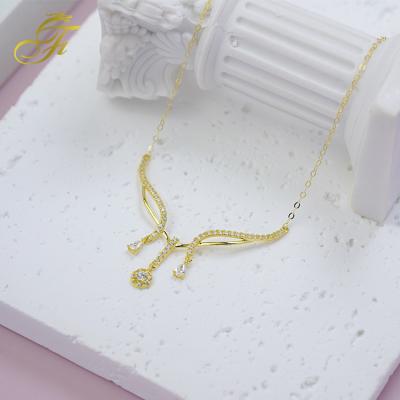 China Fashion high quality material for women fashion jewelry suitable for a variety of diamond necklace luxury curve modeling pendant chain for sale