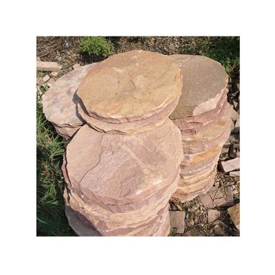 China Natural Durable Gray Round Slate Stepping Stones Natural Stone Garden Stepping Stones for sale