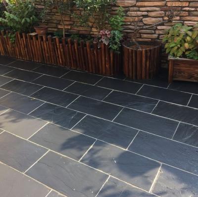 China Modern Honed Black Slate Tile For Flooring Patio Walkway for sale