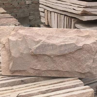 China Modern Sandstone Slot Mushroom Pillow Face Castle Stone Orange Red-Pink Band For Garden Exterior Feature And Wall Cladding for sale