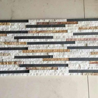 China Traditional White Color Wall Cladding Quartz Panel Mixed Culture Stone for sale