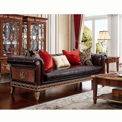 China Convertible luxury antique living room furniture leather sofa set British French European classic style sofa living room sofa set for sale