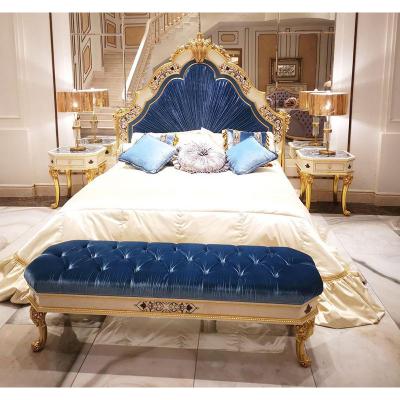 China Bedroom Dresser Mirror Bed Solid Wood Luxury Furniture (Size) Adjustable Antique Chic Bedroom Furniture Marquetry Design for sale