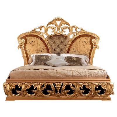 China Living Room Bedroom Solid Wood Carving Tall Carved Beds (Others) Latest Furniture Adjustable Fancy European Royal Classic for sale