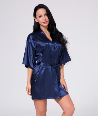 China Valentine Pajamas Solid Color Satin Women's Color Sheer Long Robes QUICK DRY Women's Kimono Bridesmaids Lingerie Long Robes for sale