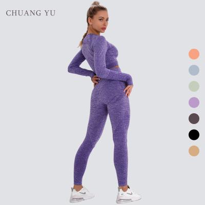 China Breathable Seamless Yoga Wear Fitness Gym Sports Women Two Piece Sets Clothing for sale