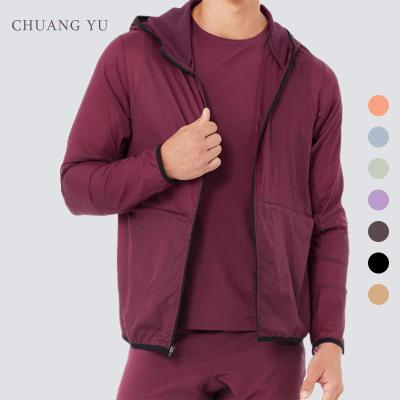 China 2022 CHUANGYU Men's Breathable Sportswear Zipper Quick Dry Nylon Summer Vented Back Slim Jacket With Pockets For Running for sale