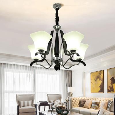 China LANGYAN Modern High Quality Luxury Glass Indoor Hotel Living Room Wooden Design Decorative Chandeliers for sale