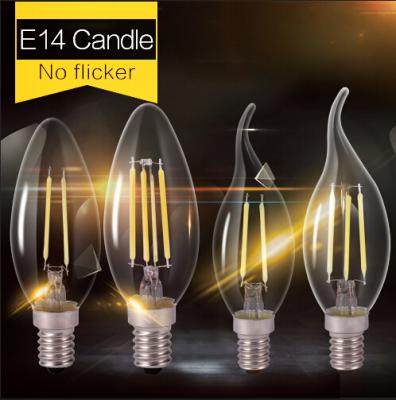 China Modern Glass Candle Led Filament Bulb Home Lighting Bulb Led Candle Energy Saving Lamp Light Bombilla E14 Led E14 COB 220v 2W 4W 6w for sale