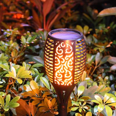 China New ABS IP65 Waterproof Outdoor Led Solar Powered Garden Torch Dancing Flame Lights 18W Solar Powered Lights Sensor Garden Light Lawn Pathway for sale