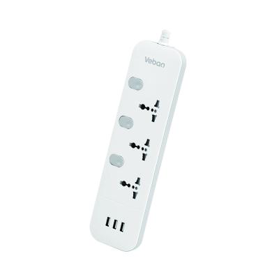 China Custom Color Residential/General Purpose Extension Power Socket With 3/4/5 Sockets Universal USB Outlets Station Power Strip for sale