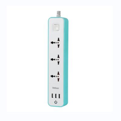 China Universal Plug 3 USB Power Strip New Trending Power Extension Charger Plug 3 Way Residential/All-Purpose Outlet With Surge Protector for sale