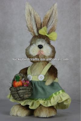 China Styrofoam Easter bunny/Bunny made of styrofoam and grass/Handmade bunny ornament/Easter decoration/Lovely bunny with basket for sale