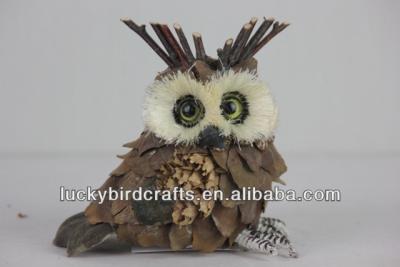 China styrofoam christmas owl ornament/festival decoration/newest design/handmade pinecone owl/indoor outdoor animal ornament for sale