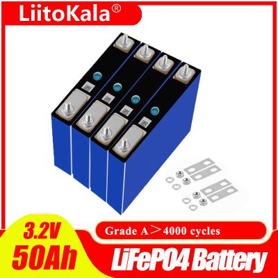 China Electric car LiitoKala 3.2v 50Ah LifePo4 battery lithium 150A 3C high drain for 12V 24V inverter electric vehicle car diy solar golf cart for sale