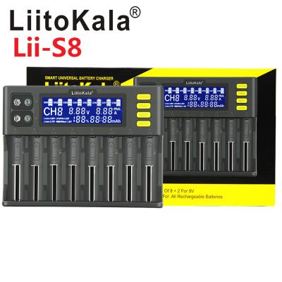 China Standard Battery LiitoKala Lii-S8 Battery Charger Li-ion 3.7V NiMH 1.2V Li-FePO4 3.2V IMR 3.8V Charger For 18650 26650 21700 26700 AA AAA for sale