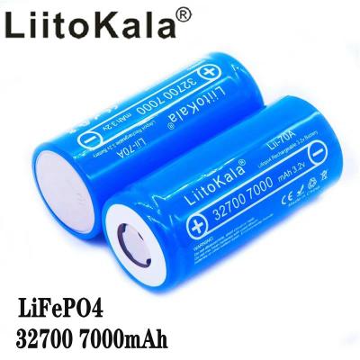 China LiitoKala 32700 cell lifepo4 7000 mAh 3.2 V rechargeable metal battery with flat surface LiFePO4 for 32700 flashlight 6500 battery for sale