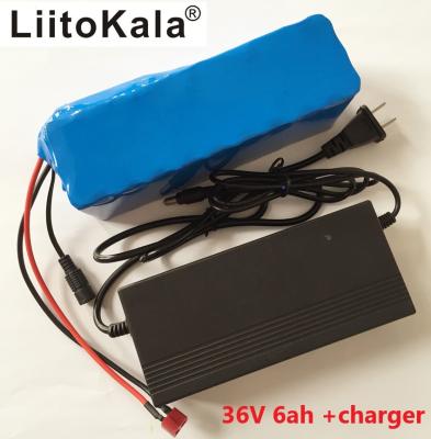 China LiitoKala 36V 6ah 500W 18650 lithium battery 36V 8AH lithium battery electric bike battery with PVC case for 42V 2A electric bicycle char for sale