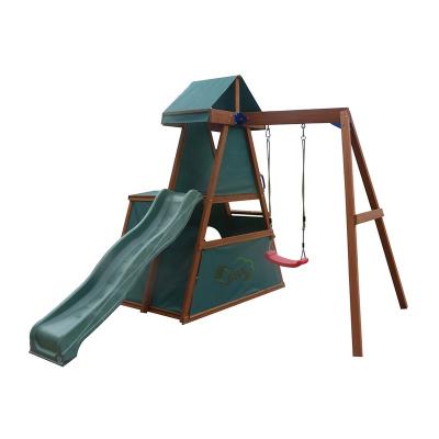 China Durable Wooden Outdoor Garden Swing Kids Slide Swing For Kids for sale