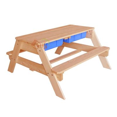 China Garden Laid Outdoor Children Kindergarten Wooden Sand Water Table for sale