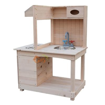 China Funny Educational Children Wooden Toy Kids Pretend Cook Mud Cooking Set Wooden Play Kitchen for sale