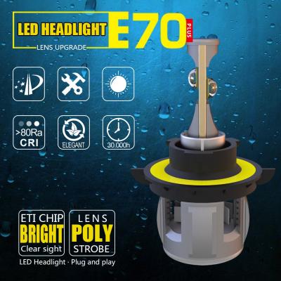 China high power 6000k 3000k 4300k 5000k h13 high power socket E70 aluminum LED headlight car led light headlight F1 for sale