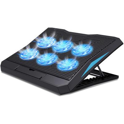 China (Size) NUOXI Adjustable Laptop Cooling Pad 6 Fans & Dual USB Ports 12-16 Inch Laptop Cooler Notebook Stand for sale