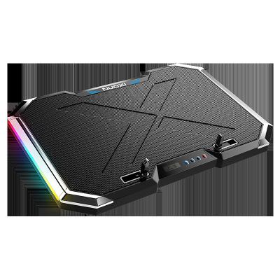 China 2 PORTS USB +speed Controller NUOXI Adjustable Foldable Portable Cooler Pads RGB Computer Notebook Laptop Fan Aluminum with 5 Fans Cooling Pad for sale