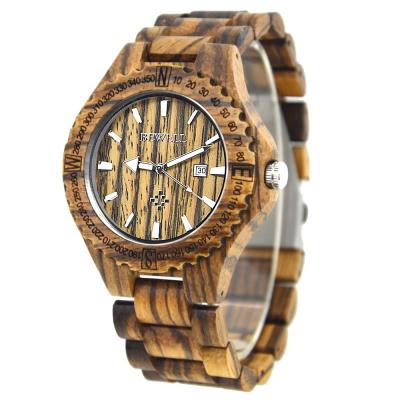 China Good Quality Natural Mixed Wood Full Red Sandalwood Fast Delivery Maple Ebony Wood Calendar Watches In Stock for sale