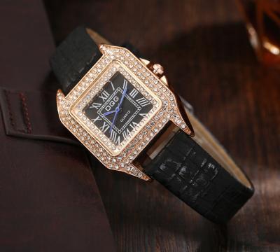 China Factory Wholesale Cheap Women Day/Date Directly Leather Full Diamonds Watch Hip Hop Roman Dial Iced Out Waterproof Quartz Men Watch for sale