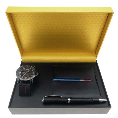 China Special Business New Good Quality Competitive Price Non-Specific Design Style Man Watch Wallet Pen Sunglasses Men Gift Box Leather Set for sale