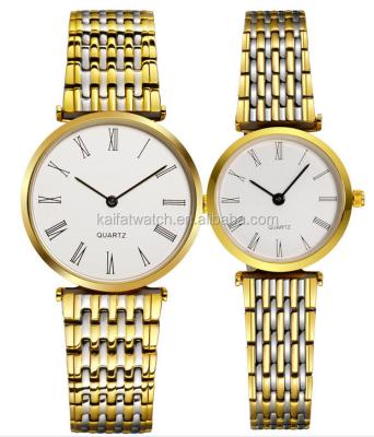 China Simple Unspecific Jules Stainless Steel Thin Band Rome Quartz Gold Lovers Couples Digital Watch for sale