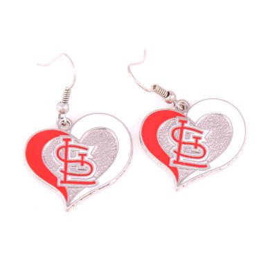 China MLB MLB St Louis Cardinal Championship Silver Plated Heart Shaped Stud Earrings for sale