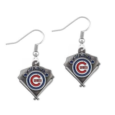 China MLB MLB Chicago Cubs Championship Triangle Silver Plated Earrings for sale