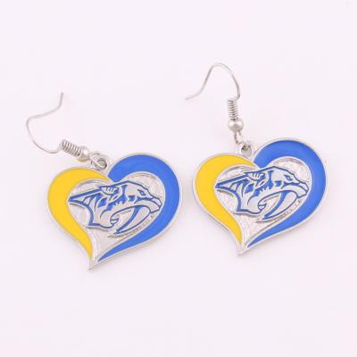 China NHL Nashville Predators Championship Silver Plated Heart-Shaped Earrings for sale