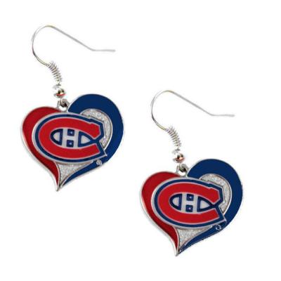 China NHL Montreal Canadiens NHL Championship Silver Plated Heart Shaped Earrings for sale